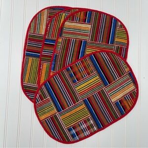 Begoro Maid Set of 4 Colorful African Print Oblong Placemats Made in Ghana